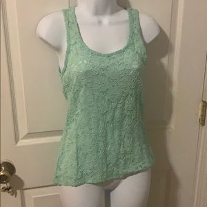Teal lacy top with back button detail